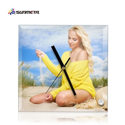 Sunmeta luxury 200*200*5mm sublimation glass photo with clock (BL-26)