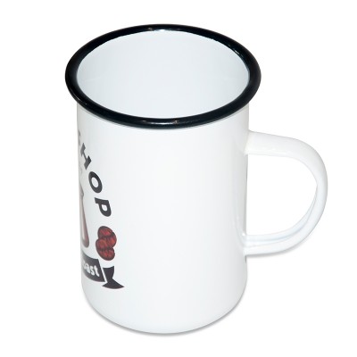 promotional enamel coffee cup logo printing sublimation blank steel enamel metal mug custom white coffee enamel mug