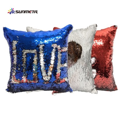 wholesale decorative magic sequin pillow cover sublimation custom satin printed pillow cases